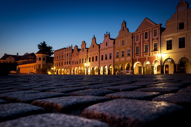 večerní osvětlená Telč